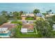 Captivating aerial view highlighting the home's location with pristine waters in the background at 6655 Colony S Dr, St Petersburg, FL 33705