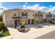 A beautiful aerial view of modern townhomes with well-manicured lawns at 9258 Rock Harbour Way, Tampa, FL 33637