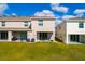 An aerial view of townhomes with patios and green backyard spaces at 9258 Rock Harbour Way, Tampa, FL 33637