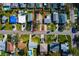 Birds-eye view of a residential neighborhood, featuring tree-lined streets and charming single-story homes at 1826 Nevada Ne Ave, St Petersburg, FL 33703