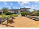 View of backyard and private dock with chairs perfect for waterfront relaxation at 1930 Kansas Ne Ave, St Petersburg, FL 33703