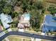 Aerial view showing home with a pool in a residential neighborhood featuring mature trees at 3037 Crest Dr, Clearwater, FL 33759