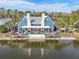 Lakeside community clubhouse featuring a covered patio, scenic views, and contemporary architectural design at 4594 Tour Trce, Land O Lakes, FL 34638