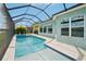 Enclosed pool area with spacious patio and view to the lake at 4594 Tour Trce, Land O Lakes, FL 34638