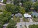 An aerial view showcases a cozy home nestled among lush trees, offering a peaceful, neighborhood setting at 5504 60Th N Way, St Petersburg, FL 33709