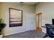 Bedroom featuring neutral walls, carpet flooring, closet, and beach themed decor at 7510 Red Mill Cir, New Port Richey, FL 34653