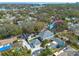 Aerial view of the property and neighborhood; the home has a large manicured lawn and detached garage at 243 28Th N Ave, St Petersburg, FL 33704