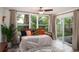Cozy bedroom with many windows, plush daybed, and relaxing view of the backyard at 2405 Indigo Dr, Clearwater, FL 33763