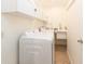 Bright laundry room featuring modern appliances and ample storage space in white cabinets at 2405 Indigo Dr, Clearwater, FL 33763