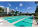 Well-maintained shuffleboard courts with lush greenery and residential buildings in the background at 7892 Sailboat Key S Blvd # 307, South Pasadena, FL 33707