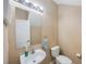Cozy half bathroom with a mirror, a sink and a toilet at 8004 Downpatrick Ct, Tampa, FL 33610