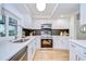 Bright and airy kitchen featuring white cabinets, modern appliances, and a window overlooking the outdoors at 3046 Lake Padgett Dr, Land O Lakes, FL 34639