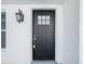 A close up of the front door on a white stucco home at 714 Lemonwood Dr, Oldsmar, FL 34677