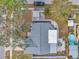 Overhead view of property showcasing inviting backyard layout with pool and an inviting patio at 9394 117Th Ave, Largo, FL 33773