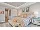 Bright and stylish main bedroom with neutral color scheme and tray ceiling, wood look floors at 18 Franklin S Ct # D, St Petersburg, FL 33711