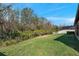 A vast, lush backyard features green grass, a black metal fence and privacy landscaping at 4303 Ortona Ln, Wesley Chapel, FL 33543