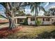 Quaint home with a stone facade, a well-manicured lawn, and mature trees at 4807 Wynwood Dr, Tampa, FL 33615