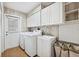 This spacious laundry room has ample storage, a utility sink, and a door leading to the outside at 759 Timuquana Ln, Palm Harbor, FL 34683