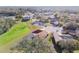 Bird's eye view of a property with screened-in pool and a peaceful, tree-lined neighborhood at 9234 Duffer Ct, Hudson, FL 34667