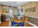 Cozy dining room featuring a wooden table, blue cushioned chairs, and a charming chandelier at 2885 18Th N Ave, St Petersburg, FL 33713