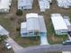 Aerial view of the home showcasing the property layout, landscaping, and surrounding neighborhood at 36806 Niles Dr, Zephyrhills, FL 33542