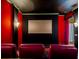 Luxurious home theater features a large screen, red walls, star-lit ceiling, and comfortable seating at 1011 Riverside Ridge Rd, Tarpon Springs, FL 34688
