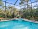 Relaxing pool and spa area with a screened enclosure and lush landscaping for privacy at 1011 Riverside Ridge Rd, Tarpon Springs, FL 34688
