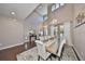 Dining room with chandelier, large table, and seating for eight at 6640 Park Strand Dr, Apollo Beach, FL 33572