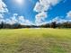 Picturesque view of a serene pond surrounded by lush green grass under a bright blue sky at 7705 W Four Pines Rd, Plant City, FL 33565