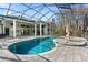 Beautiful view of the screened in-ground pool and large patio area at 9911 Mendel Dr, New Port Richey, FL 34654