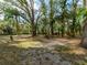 Expansive backyard featuring mature trees, open spaces, and a fire pit, ideal for outdoor enjoyment at 12950 Lincoln Rd, Riverview, FL 33578