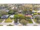 An elevated view showcases the neighborhood's lush trees and homes with a screened-in pool, offering both serenity and leisure at 1937 Palm Dr, Clearwater, FL 33763