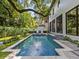Backyard pool with lounge chairs and blue mosaic tile detailing at 2603 W Parkland Blvd, Tampa, FL 33609