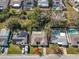 Aerial view of single Gathering home featuring a fenced yard, mature trees and landscaping at 3054 Bright Dr, Holiday, FL 34691