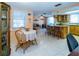 Open-concept dining area and kitchen with granite island and seating at 3054 Bright Dr, Holiday, FL 34691