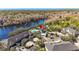 Pinpointed aerial view of community with pool, lake, lush landscaping, and well-maintained building exteriors at 7425 Terrace River Dr, Temple Terrace, FL 33637