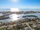 An aerial view showing the location of a waterfront neighborhood near the inter-coastal waterway and beach at 8083 Bayhaven Dr, Seminole, FL 33776