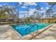 Large community pool with blue water, lounge chairs, and a covered cabana area at 110 Woods Landing Trl, Oldsmar, FL 34677