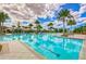 Beautiful community pool surrounded by lush landscaping and palm trees, providing a serene and inviting atmosphere at 11117 Abaco Island Ave, Riverview, FL 33579