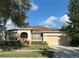 Charming single-story home with a well-manicured lawn, beautiful landscaping, and a two-car garage at 3205 Majestic View Dr, Lutz, FL 33558