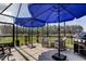Relax on this screened patio featuring ample seating, a grill, and picturesque backyard views at 34747 Telluride Ln, Zephyrhills, FL 33541
