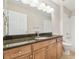Bathroom featuring wooden vanity with granite countertop and well-lit mirror at 700 S Harbour Island Blvd # 735, Tampa, FL 33602