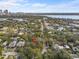 Scenic aerial view highlighting the home's location within a lush, established neighborhood near the bay at 914 S Bruce St, Tampa, FL 33606