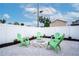 Cozy fire pit area with four green Adirondack chairs at 11437 59Th Ter, Seminole, FL 33772