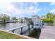 Private boat dock with lift providing easy access to deep-water ways and recreational boating at 320 Georgia Ave, Crystal Beach, FL 34681