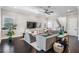 Spacious living room featuring a ceiling fan, hardwood floors and neutral paint at 619 Danube Ave, Tampa, FL 33606