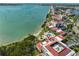 Aerial view of Isla del Sol condo, pool, and Tampa Bay with dock access at 6365 Bahia Del Mar Blvd # 112, St Petersburg, FL 33715