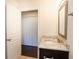 Bright bathroom with granite countertop, stylish fixtures, and closet at 9705 Bay Grove Ln, Tampa, FL 33615