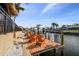 The backyard dock has Adirondack chairs overlooking waterfront at 1336 51St Ne Ave, St Petersburg, FL 33703