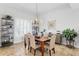 Bright dining room featuring a modern chandelier, plantation shutters, and stylish furnishings at 2028 Illinois Ne Ave, St Petersburg, FL 33703